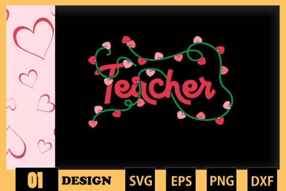 An Embroidery Designer's Review of TEACHER Valentine Hearts Lights SVG
